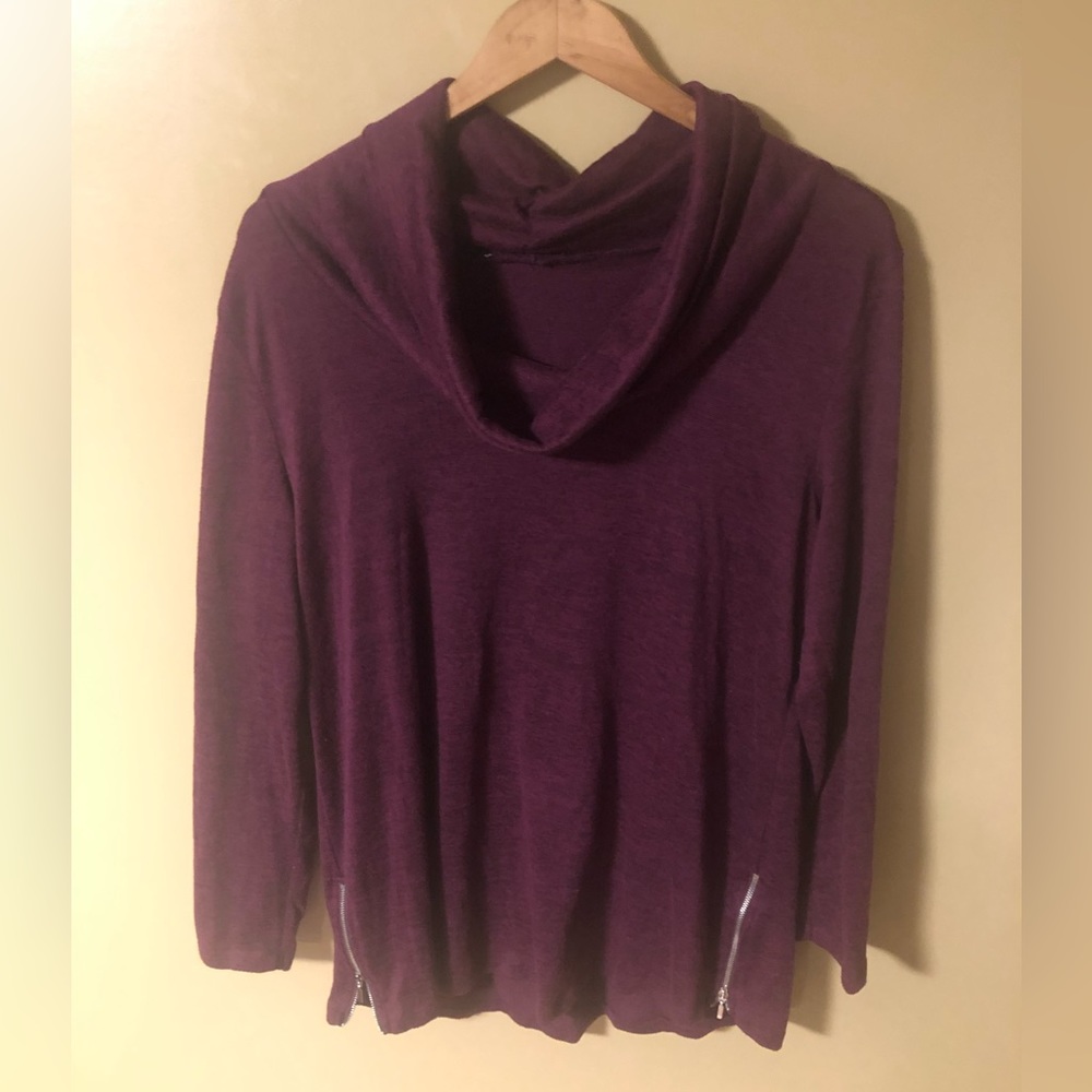 Scoop Cowl Neck Long Sleeve Burgundy Sweater